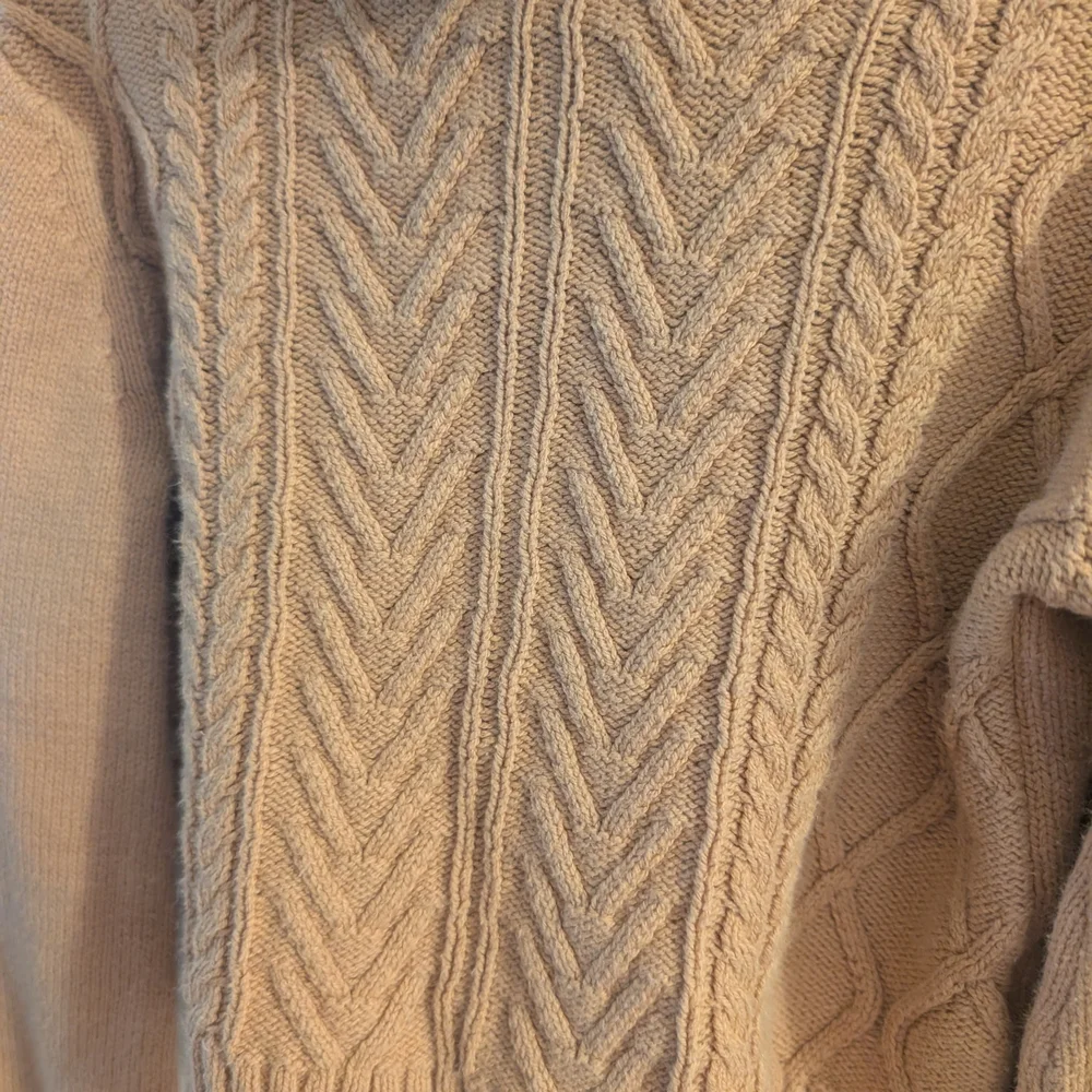 Tahari Tan Cable Knit Turtleneck and‎ Plaid Skirt Set
